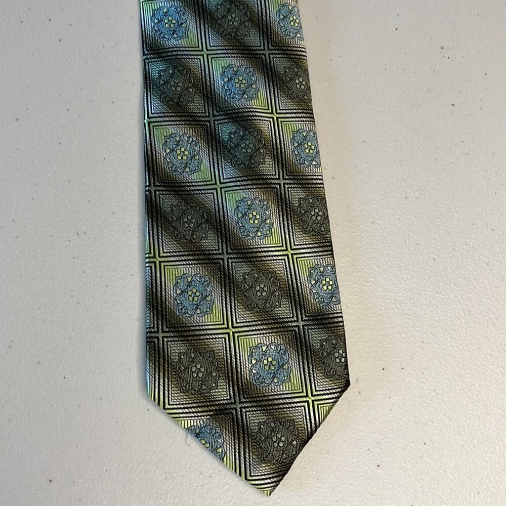 Stacy Adams Grande Knot Classic Green Abstract Neck‎ Tie 100% Silk Hand Made - Picture 2 of 7